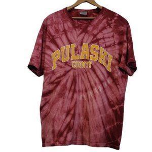 tie dye t shirt pulaski county virginia maroon & white sz l distressed lettering
